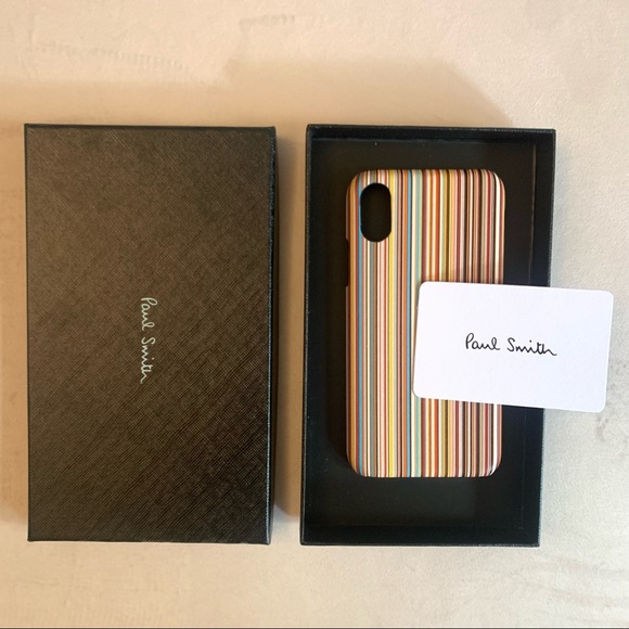 Paul Smith - leather Case for iPhone X or XS - signature stripes